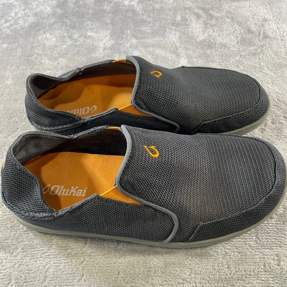 OluKai Nohea Mesh Slip On Shoes Mens 9 Grey‎ Sneakers Summer Beach Coastal